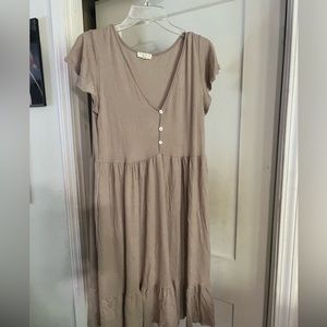 See you Monday beige dress